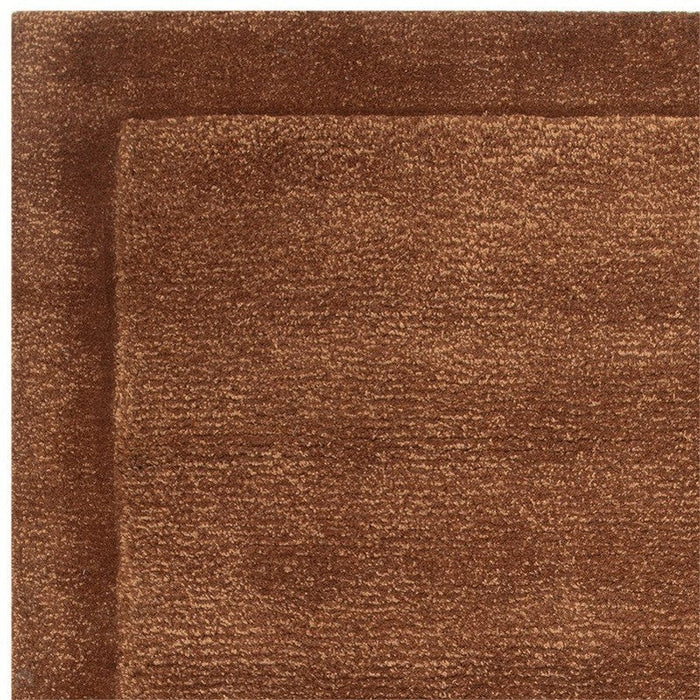 Rise Modern Plain Hand-Carved High-Density Heavyweight Hi-Low Border Wool&Viscose Rust Rug