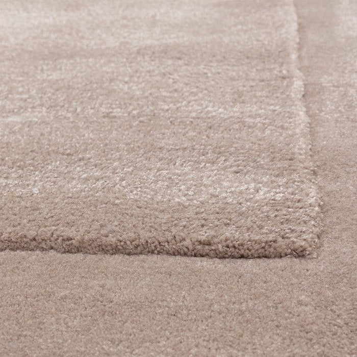 Rise Modern Plain Hand-Carved High-Density Heavyweight Hi-Low Border Wool&Viscose Sand Rug