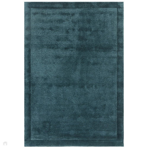 Rise Modern Plain Hand-Carved High-Density Heavyweight Hi-Low Border Wool&Viscose Teal Rug