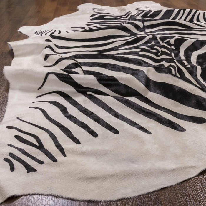 Rodeo Zebra Print White Hide Rug