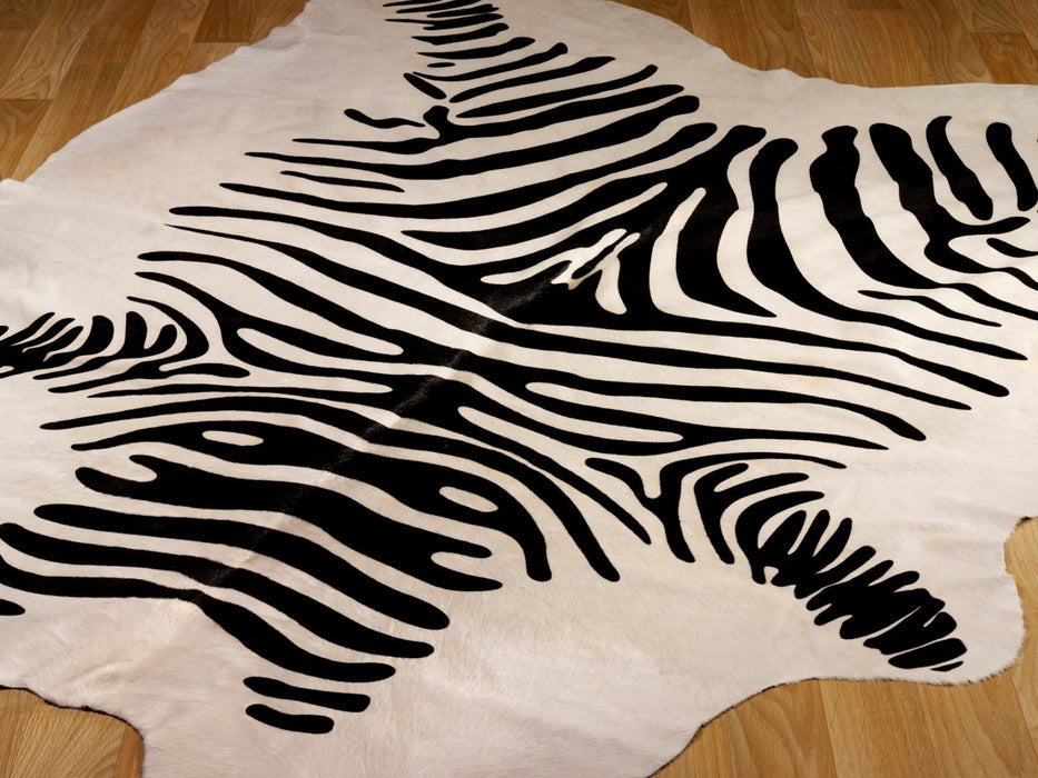 Rodeo Zebra Print White Hide Rug