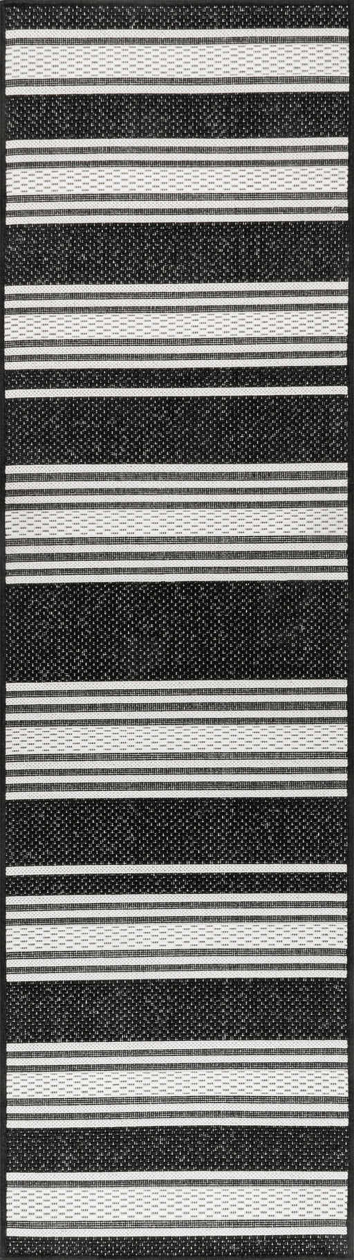 Romy Black Striped Rug for Indoor and Outdoor Use