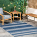 Romy Blue Striped Area Rug for Indoor and Outdoor Use
