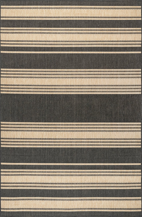 Romy Striped Area Rug for Indoor and Outdoor Use in Charcoal