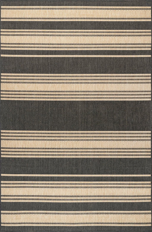 Romy Striped Area Rug for Indoor and Outdoor Use in Charcoal