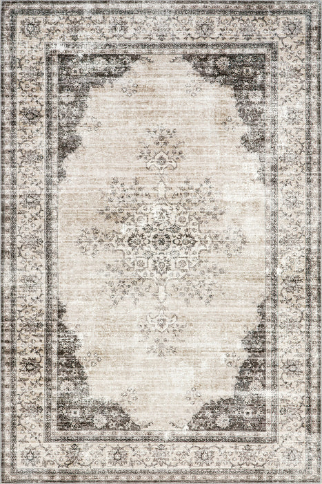 Tappeto vintage lavabile in lavatrice in palissandro 152x244 cm Avorio