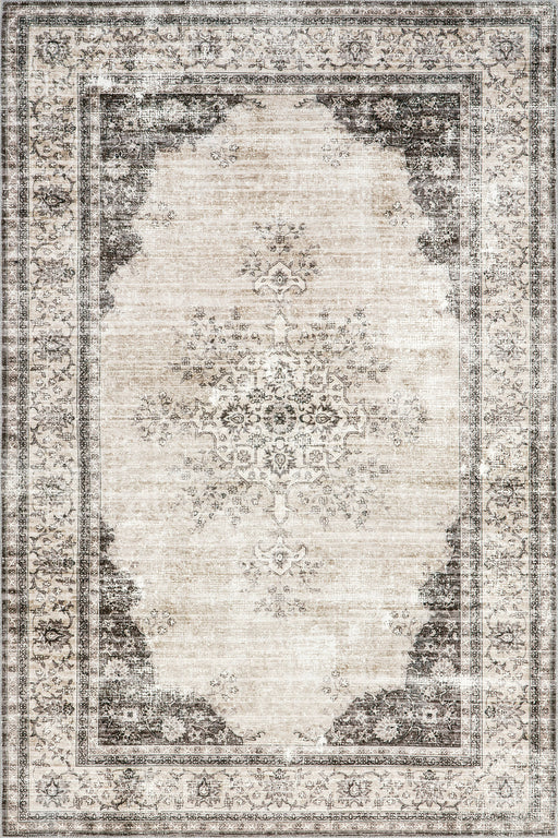 Tappeto vintage lavabile in lavatrice in palissandro 152x244 cm Avorio