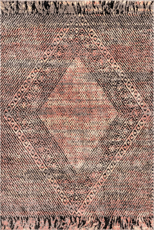 Rosie Distressed Brown Diamond Pattern Area Rug 60x90 cm