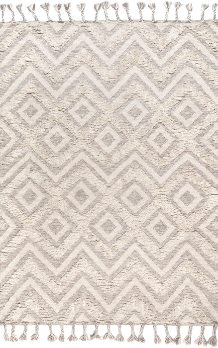 Roxanna Ivory Diamond Shag Area Rug 140x200 cm