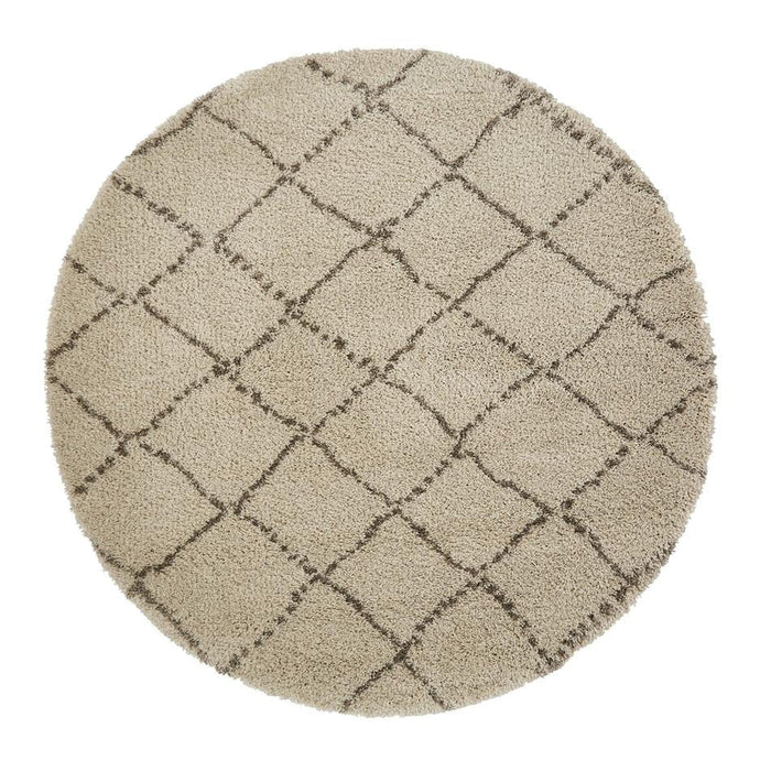 Royal Nomadic 5413 Tappeto moderno geometrico con diamanti morbido peluche Boho Shaggy crema/grigio