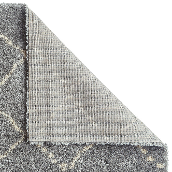 Royal Nomadic 5413 Tappeto rotondo moderno geometrico con diamanti morbido peluche Boho Shaggy grigio/crema