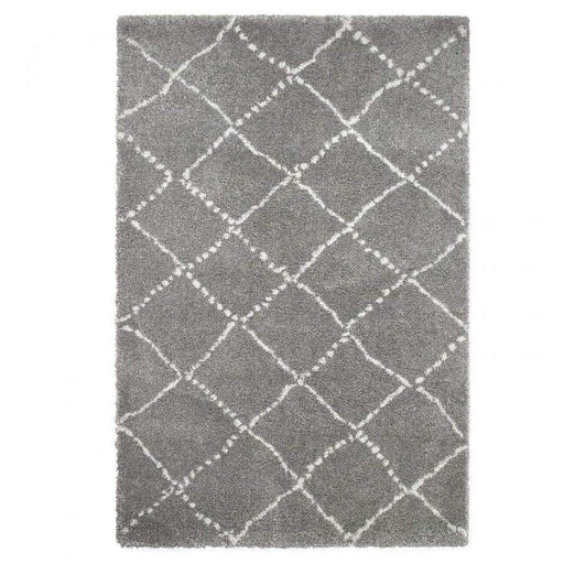 Royal Nomadic 5413 Tappeto moderno geometrico con diamanti morbido peluche Boho Shaggy grigio/crema