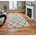 Royal Nomadic 5413 Modern Geometric Diamond Soft Plush Boho Shaggy Ivory/Black Rug