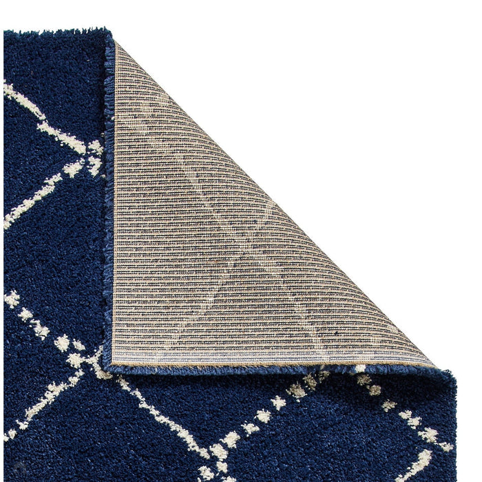 Royal Nomadic 5413 Modern Geometric Diamond Pehmeä Boho Shaggy Navy Matto