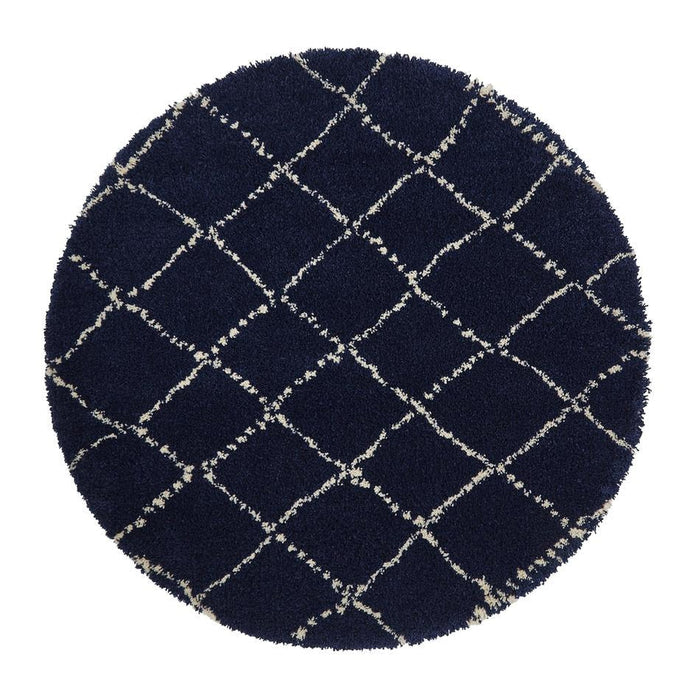 Royal Nomadic 5413 Modern Geometric Diamond Pehmeä Boho Shaggy Navy Matto