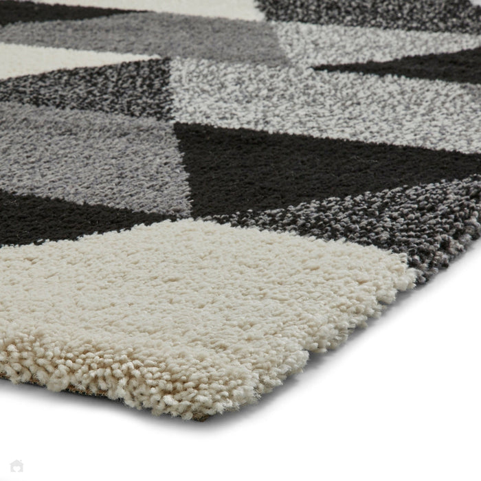 Royal Nomadic 7611 Modern Geometric Soft Plush Boho Shaggy Black/White Rug