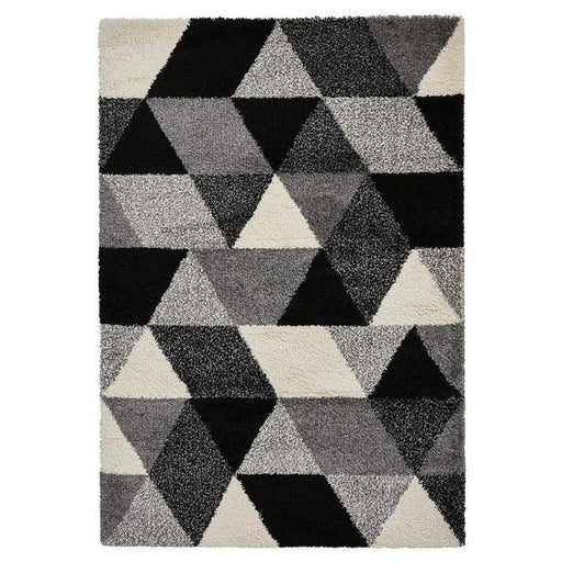 Royal Nomadic 7611 Modern Geometric Soft Plush Boho Shaggy Black/White Rug