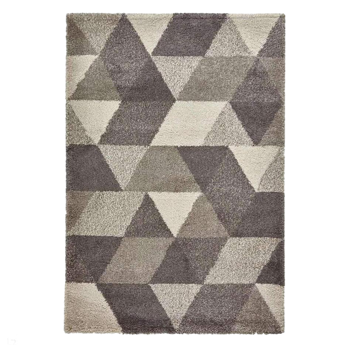 Royal Nomadic 7611 Modern Geometric Soft Plush Boho Shaggy Grey Rug