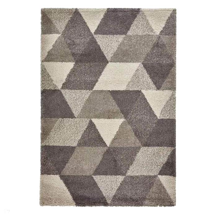 Royal Nomadic 7611 Modern Geometric Soft Plush Boho Shaggy Grey Rug