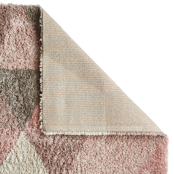 Royal Nomadic 7611 Modern Geometric Soft Plush Boho Shaggy Rose/Cream Rug