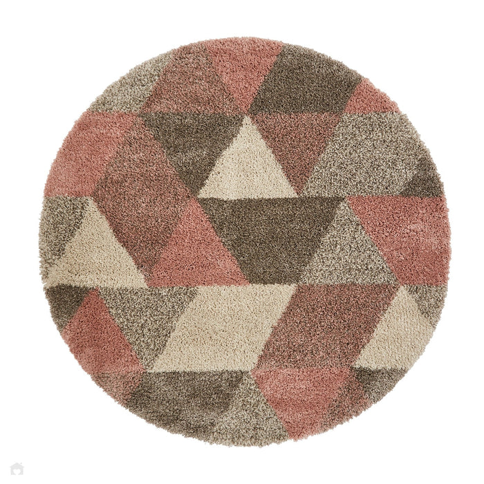 Royal Nomadic 7611 Modern Geometric Soft Plush Boho Shaggy Rose/Cream Rug