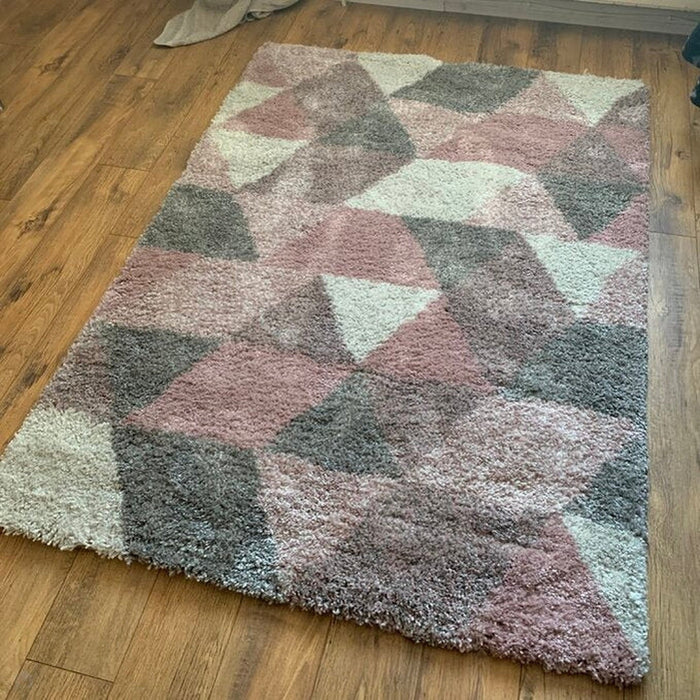 Royal Nomadic 7611 Modern Geometric Soft Plush Boho Shaggy Rose/Cream Rug