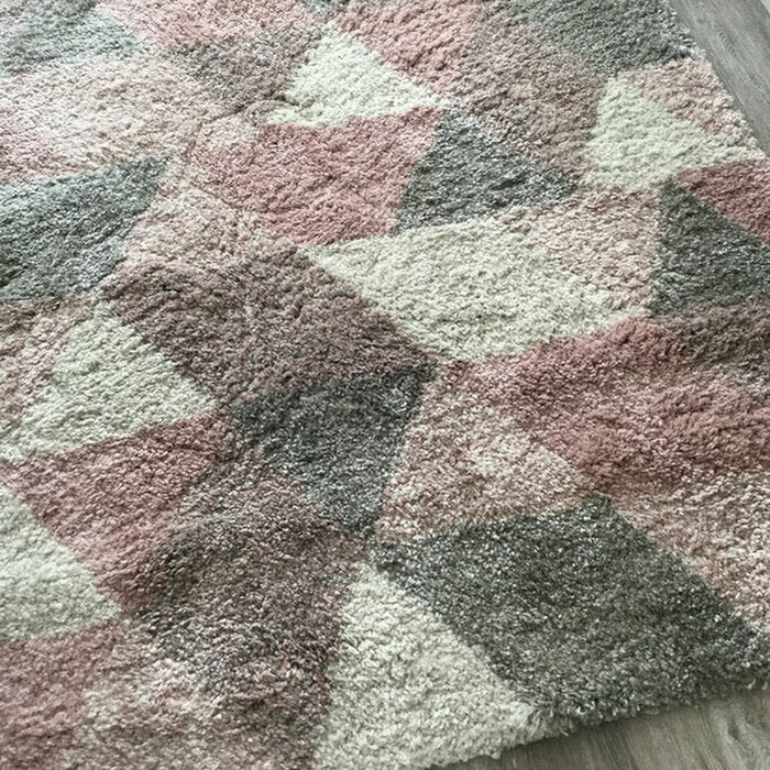 Royal Nomadic 7611 Modern Geometric Soft Plush Boho Shaggy Rose/Cream Rug