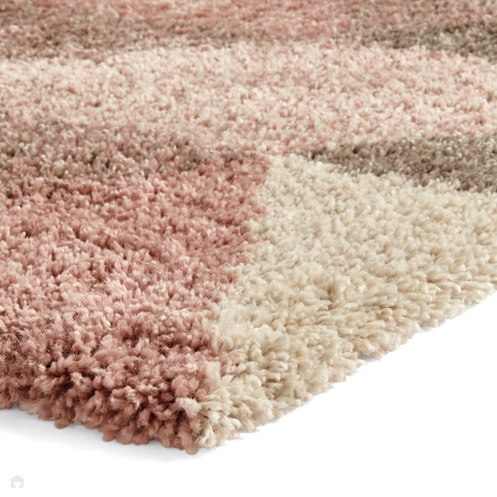 Royal Nomadic 7611 Modern Geometric Soft Plush Boho Shaggy Rose/Cream Rug