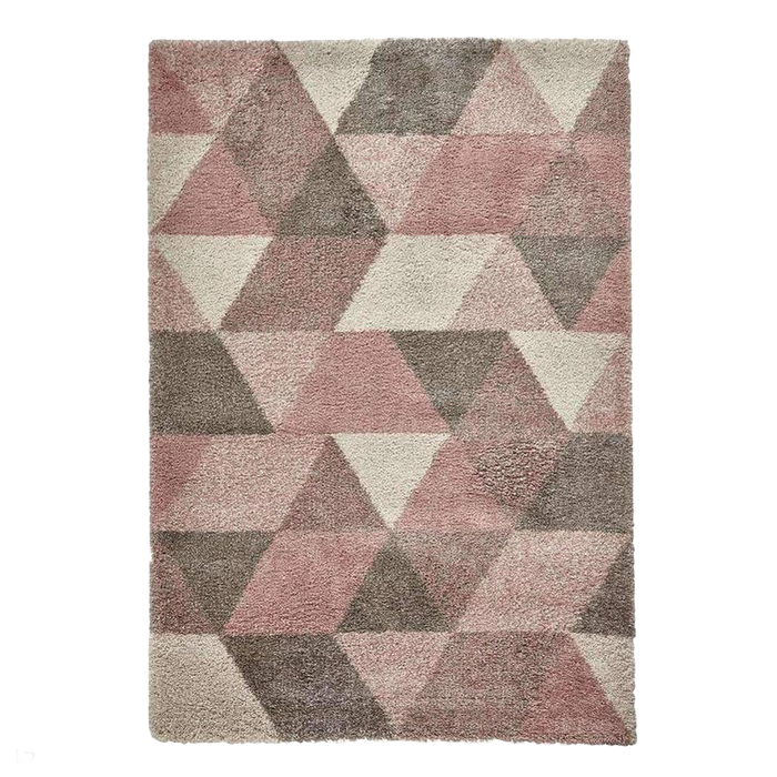 Royal Nomadic 7611 Modern Geometric Soft Plush Boho Shaggy Rose/Cream Rug