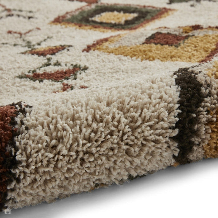 Royal Nomadic A636 Modern Moroccan Diamond Soft Plush Boho Shaggy Beige/Multicolour Rug