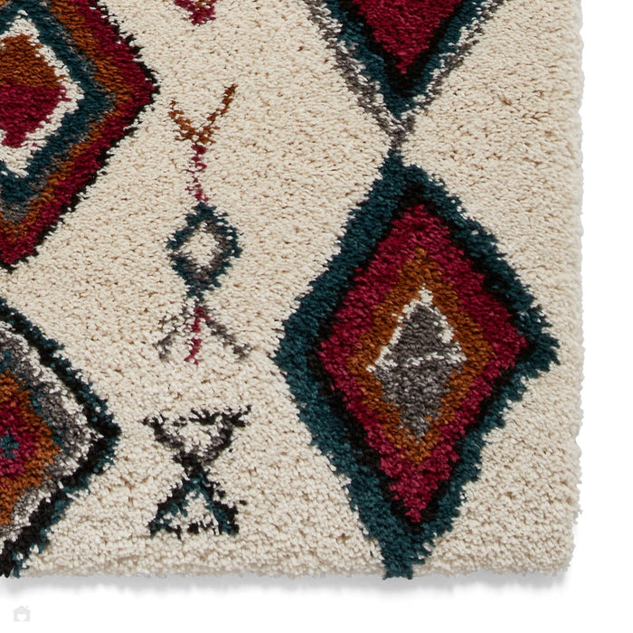 Royal Nomadic A636 Modern Moroccan Diamond Soft Plush Boho Shaggy Cream/Multicolour Rug