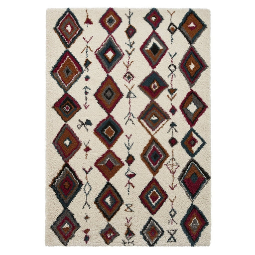 Royal Nomadic A636 Modern Moroccan Diamond Soft Plush Boho Shaggy Cream/Multicolour Rug