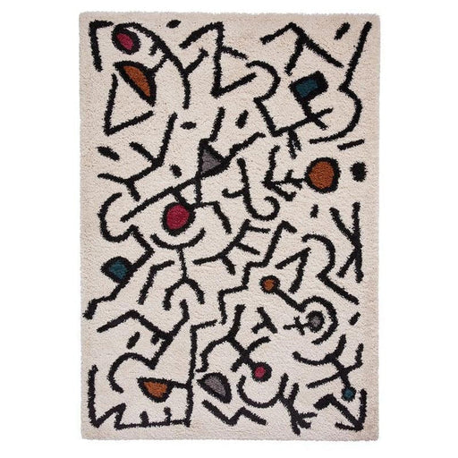 Royal Nomadic A637 Modern Abstract Soft Plush Boho Shaggy Cream/Black/Multicolour Rug