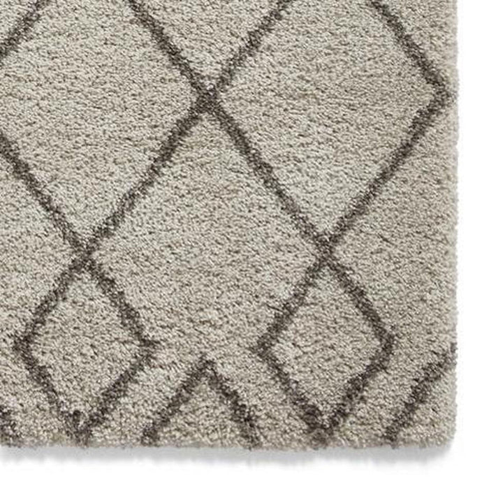 Royal Nomadic A638 Modern Geometric Diamond Soft Plush Boho Shaggy Cream/Grey Rug