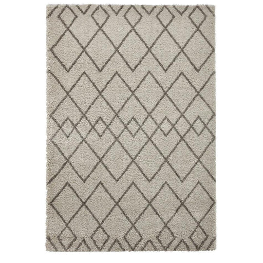 Royal Nomadic A638 Modern Geometric Diamond Soft Plush Boho Shaggy Cream/Grey Rug