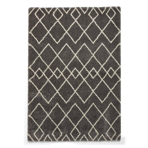 Royal Nomadic A638 Modern Geometric Diamond Soft Plush Boho Shaggy Grey/Cream Rug