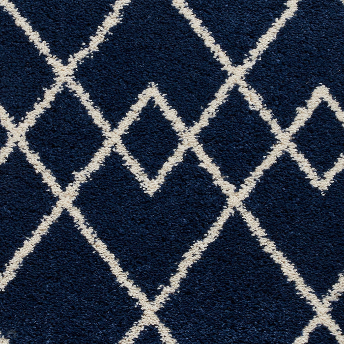 Royal Nomadic A638 Modern Geometric Diamond Soft Plush Boho Shaggy Navy Rug