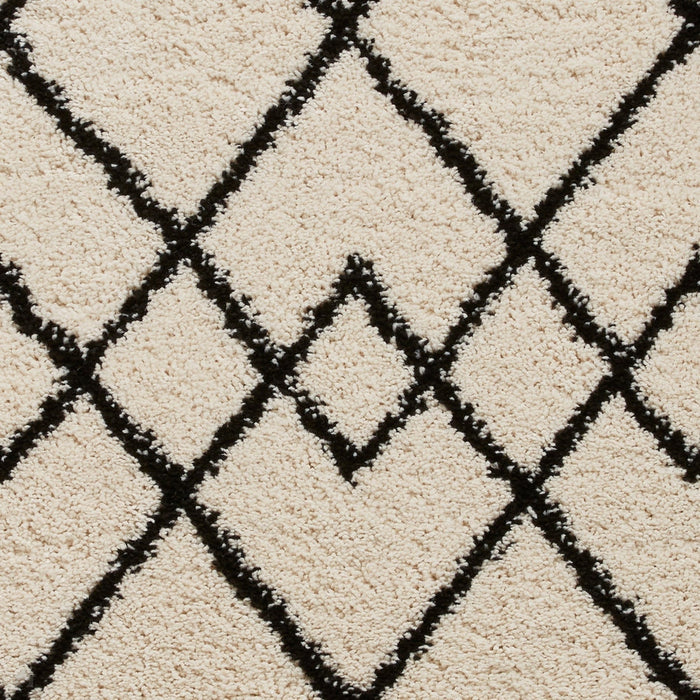 Royal Nomadic A638 Modern Geometric Diamond Soft Plush Boho Shaggy White/Black Rug