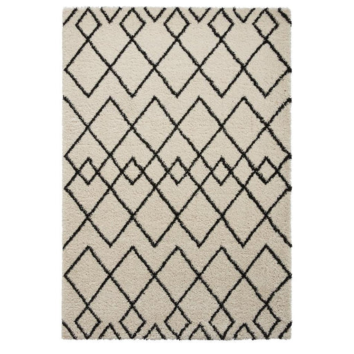 Royal Nomadic A638 Modern Geometric Diamond Soft Plush Boho Shaggy White/Black Rug