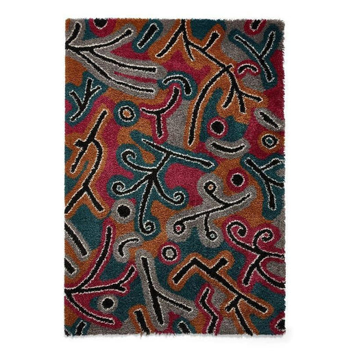 Royal Nomadic A641 Modern Abstract Soft Plush Boho Shaggy Dark Multicolour Rug