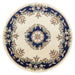Royal Traditional Floral Aubusson Medallion Border Oriental Chinese Style Hand-Carved Hi-Low Textured Wool Cream/Blue Rug