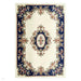 Royal Traditional Floral Aubusson Medallion Border Oriental Chinese Style Hand-Carved Hi-Low Textured Wool Cream/Blue Rug