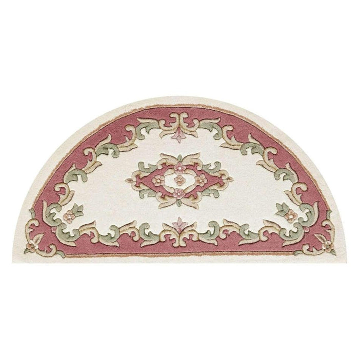 Koninklijke traditionele bloemen Aubusson medaillon rand Oosterse Chinese stijl met de hand gesneden hoog-laag getextureerde wol crème/roze tapijt