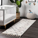 Ruffled Ivory Shag Rug With Tassels And Durable Design