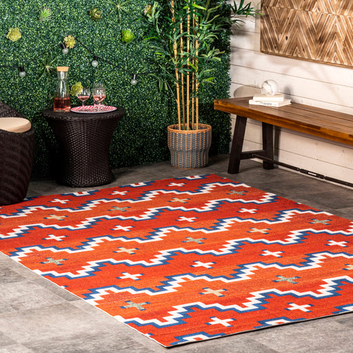 Rust Aztec Al aire libre Rug 150x240 cm