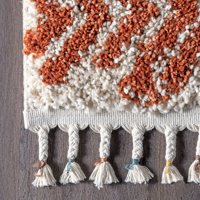 Rust Banded Shag Area Rug 120x180 cm