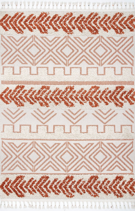 Rust Banded Shag Area Rug 120x180 cm