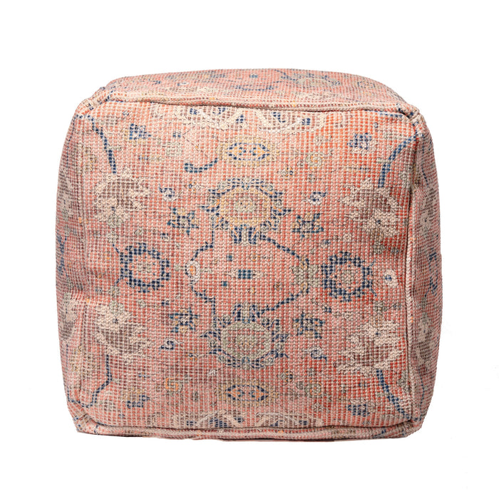 Rust Cotton Ottoman Pouf 50 cm x 50 cm