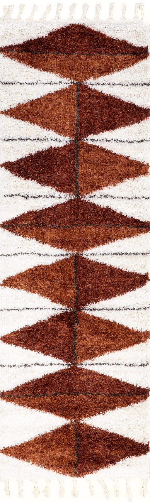 Rust Diamond Tasseled Area Rug 160x230 cm