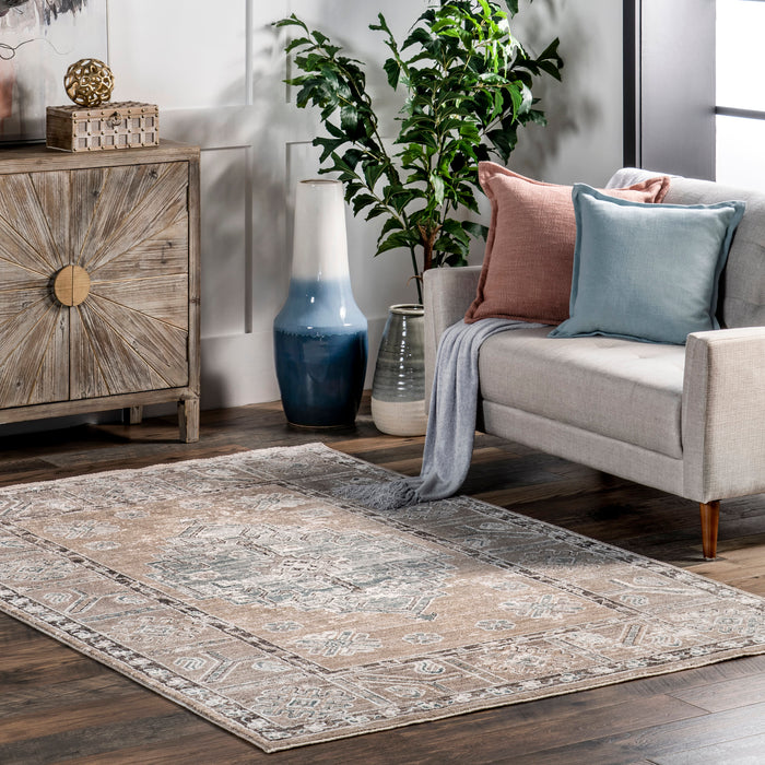 Rust Faded Medallion Area Rug 120 cm